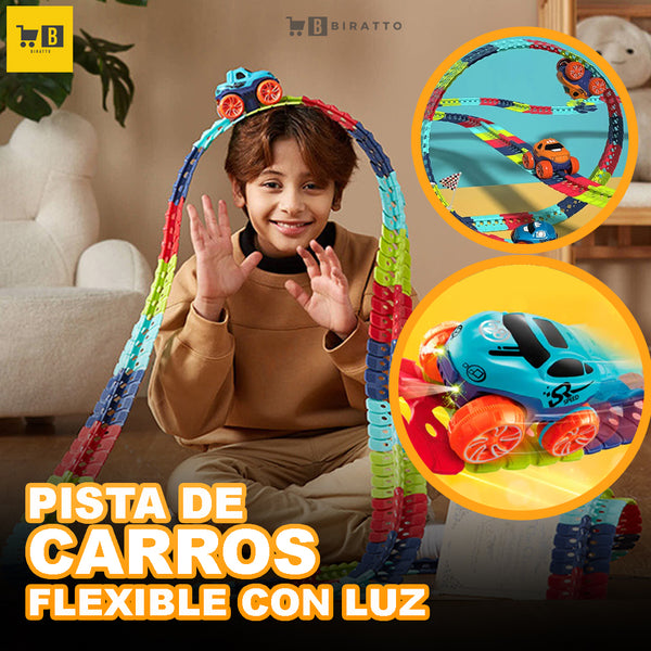 PISTA DE CARROS FLEXIBLE CON LUZ - JUGUETE TENDENCIA