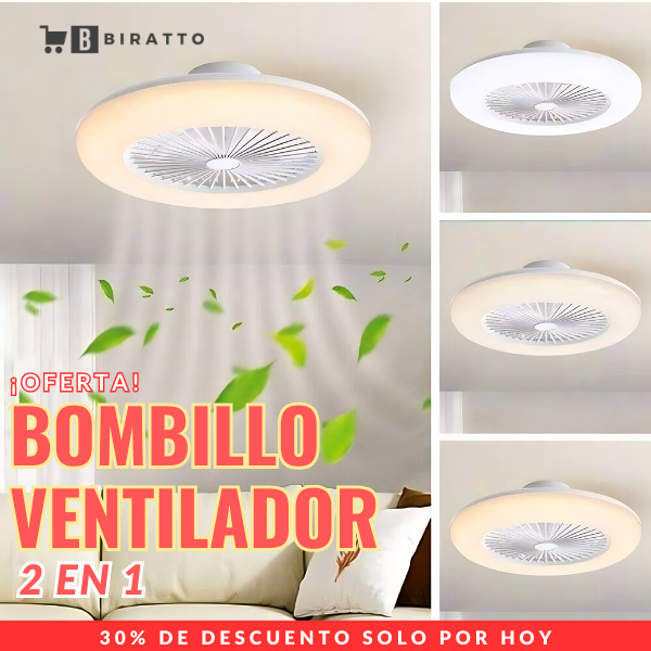 BOMBILLO VENTILADOR DE TECHO 2 EN 1 - SISTEMA DE AHORRO DE ENERGIA